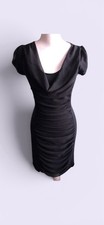 Express Black Ruched Mini Bodycon Dress with Structured Shoulders / Size XS
