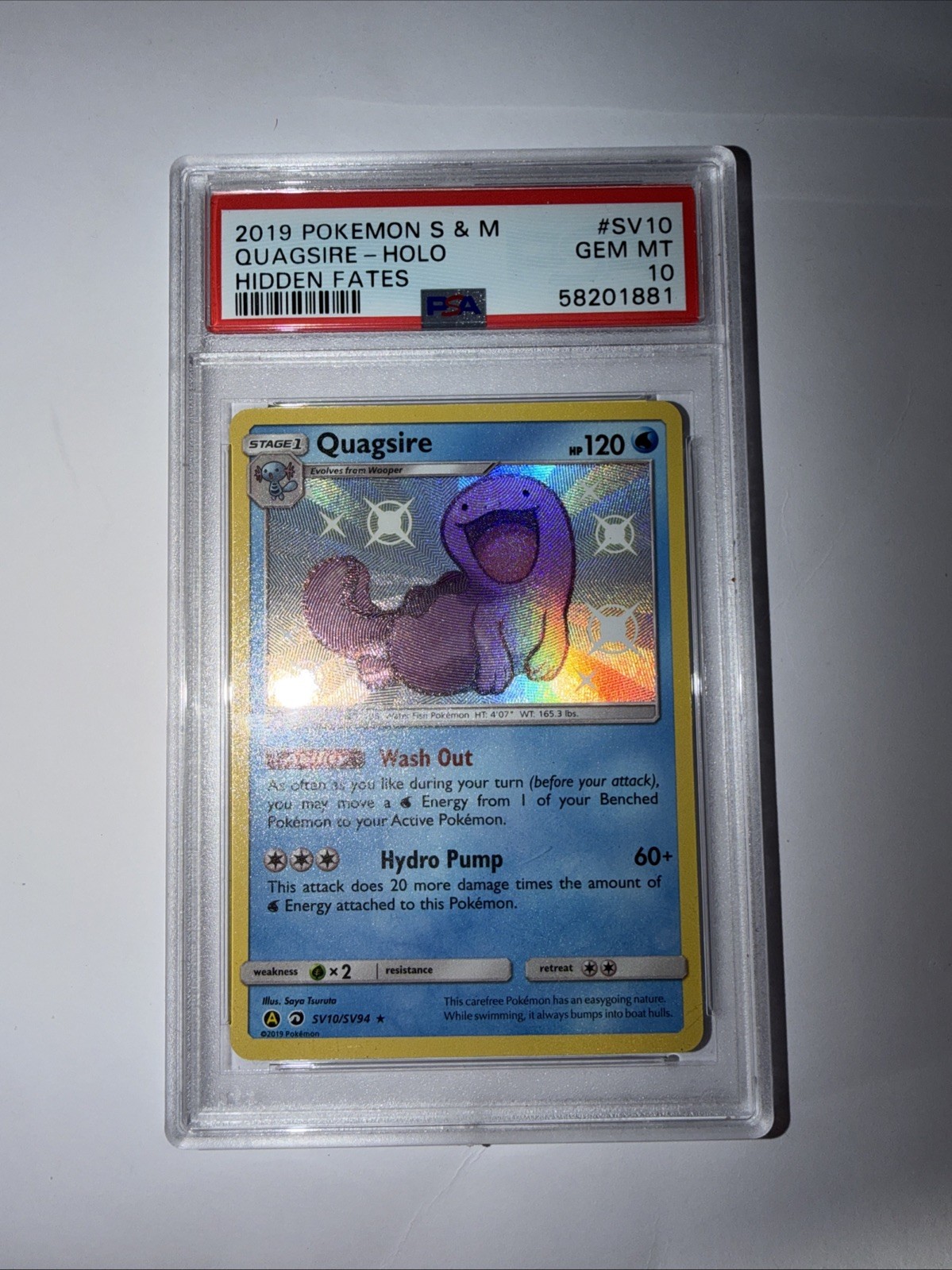 Quagsire Pokemon SV10/SV94 Hidden Fates PSA Grade 10