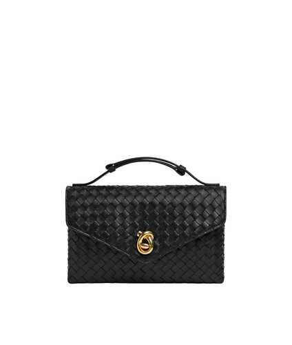 BOTTEGA VENETA Knot Lock $3500 Black Leather Crossbody Bag New & Authentic