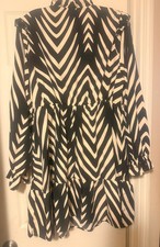 Women’s Plus SHEIN Curve Navy Cream Boho Ruffle Peasant Dress 1X 1XL