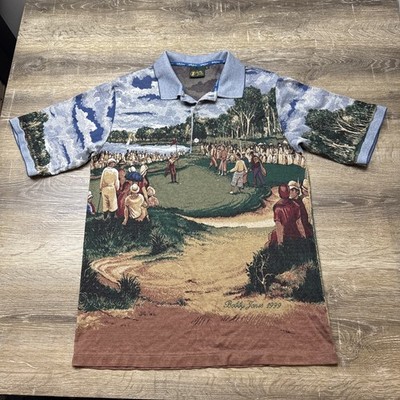 Vintage Bobby Jones AOP Golf Polo Shirt Size Large