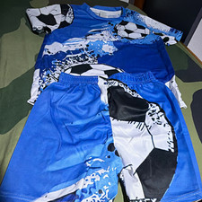 Boys 2-Piece Soccer Graphic Print Set T-Shirt & Shorts Blue 9-10 Years