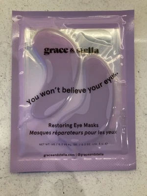 Grace & Stella Restoring Purple Eye Masks with Retinol 4 Pairs NEW