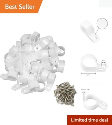 Efficient 50 Pcs Nylon Cable Clips - 3/4'' White Wire Management Solution