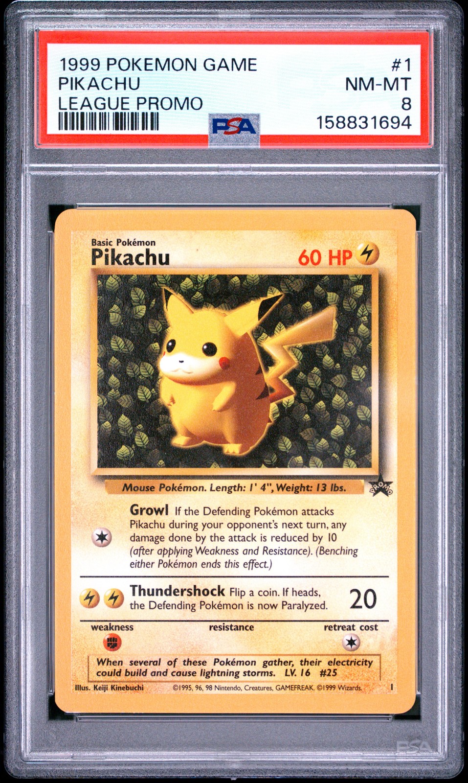 1999 POKEMON LEAGUE PROMO #1 PIKACHU PSA 8