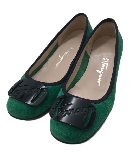 Salvatore Ferragamo MY CHARME4 green leather belt 4cm