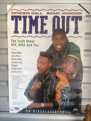 Time Out The Truth About HIV AIDS Poster Arsenio Hall Magic Johnson 27x39 NOS