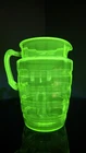 Anchor Hocking Block Optic Uranium Glass Pitcher. Excellent Condition Vintage