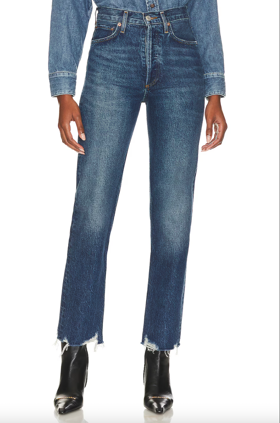 Agolde 90s Pinch Waist High Rise Straight Jeans Medium Wash Size 25
