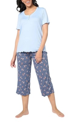 Cuddl Duds Sleepwear Size Large Smart Comfort Slub Henley Top & Capri Pajama NEW