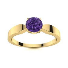Natural Amethyst 925 Sterling Silver Solitaire Engagement Womens day Ring