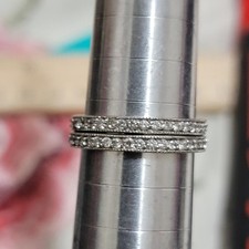 2 Vintage Stackable Eternity Channel Band Sterling Silver Ring Size 8