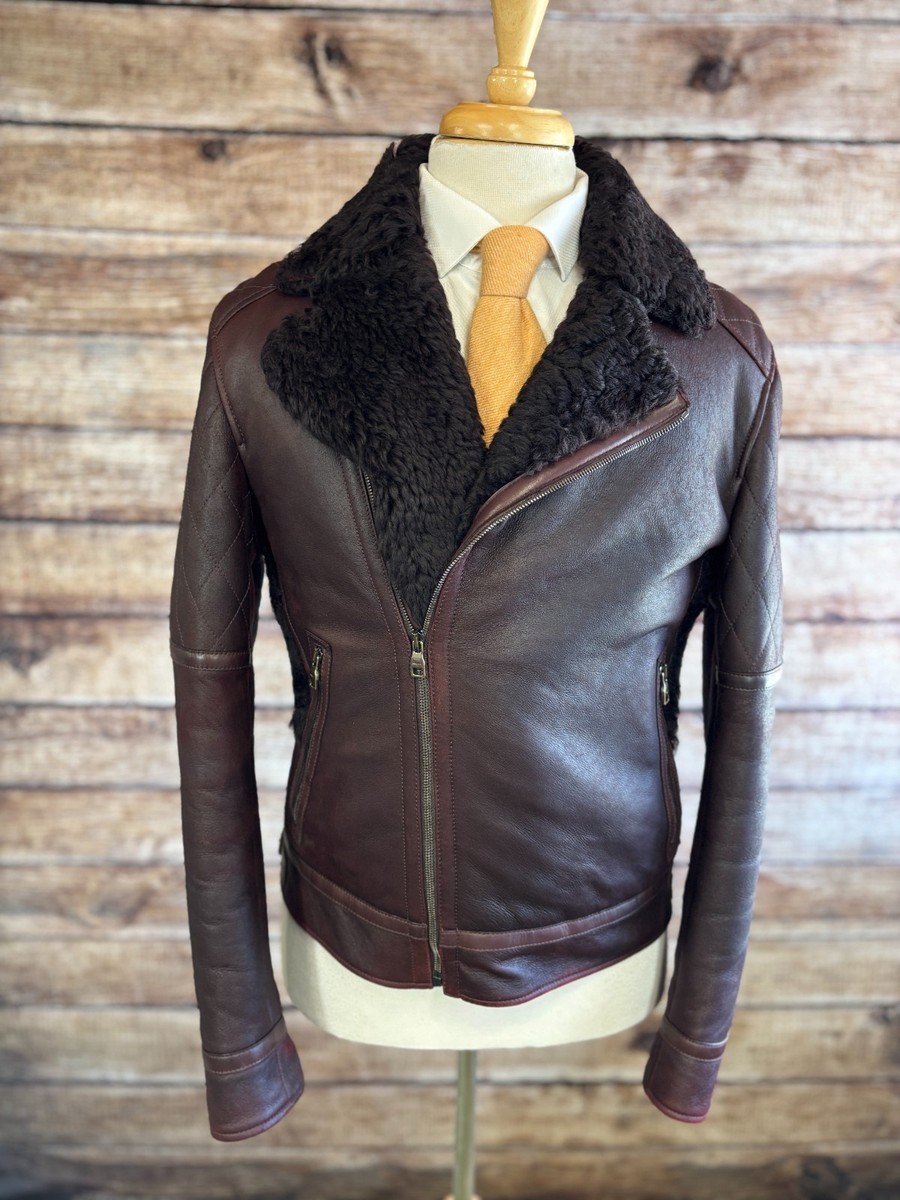Salvatore Ferragamo Leather Shearling Jacket Size 38 (48 EUR) | eBay