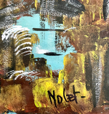 Original Signed YVES JOSEPH NOLET Gouache Paper Abstract Painting Abenaki Artist