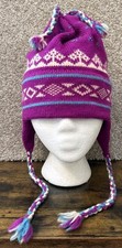 Vintage Maureen of the Mews Purple Geometric Fair Isle Ski Beanie Hat USA Made