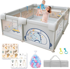 Baby Playpen with Mat - 180 X 200Cm Baby Fence Play Area, Baby and Toddler Fence