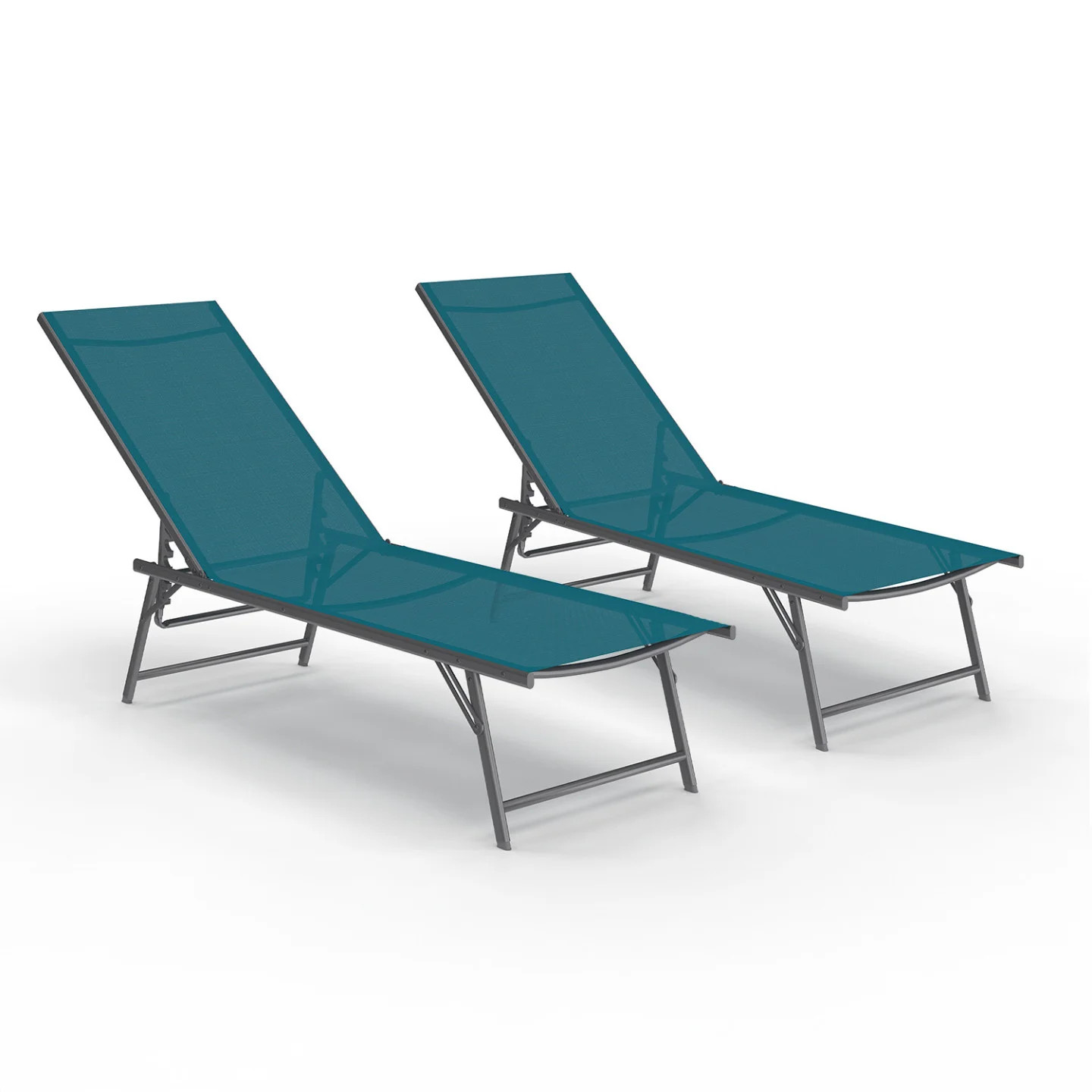 Mobilier de jardin KAILUA lot de 2 transats inclinables en acier