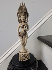 10" Khmer Style Apsara Goddess Statue Cambodian Angkor Resin Sculpture Decor