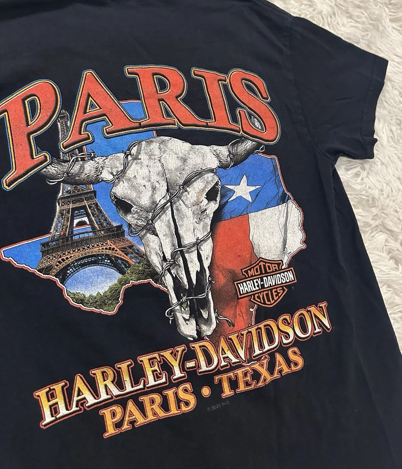 Harley Davidson Motorcycle Paris, Texas Youth Graphic T-Shirt - Size S - Image 3 of 4