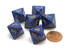 Lustrous 15mm 8 Sided D8 Chessex Dice, 6 Pieces - Purple with Gold