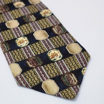 Bertram-Norman for Barclay s Silk Tie 58x3.75  Geometric Medallion Navy