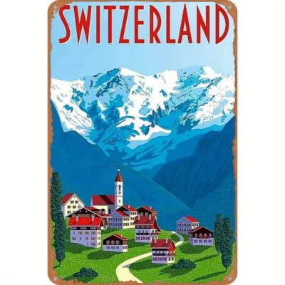 Blechschild Switzerland Schweiz Retro Vintage 30x20cm TEL994