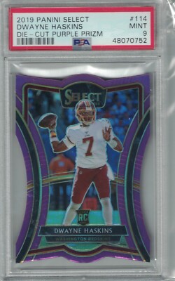 PSA Mint 9 2019 Panini Select Dwayne Haskins Purple Die Cut Rookie Card #'d /75