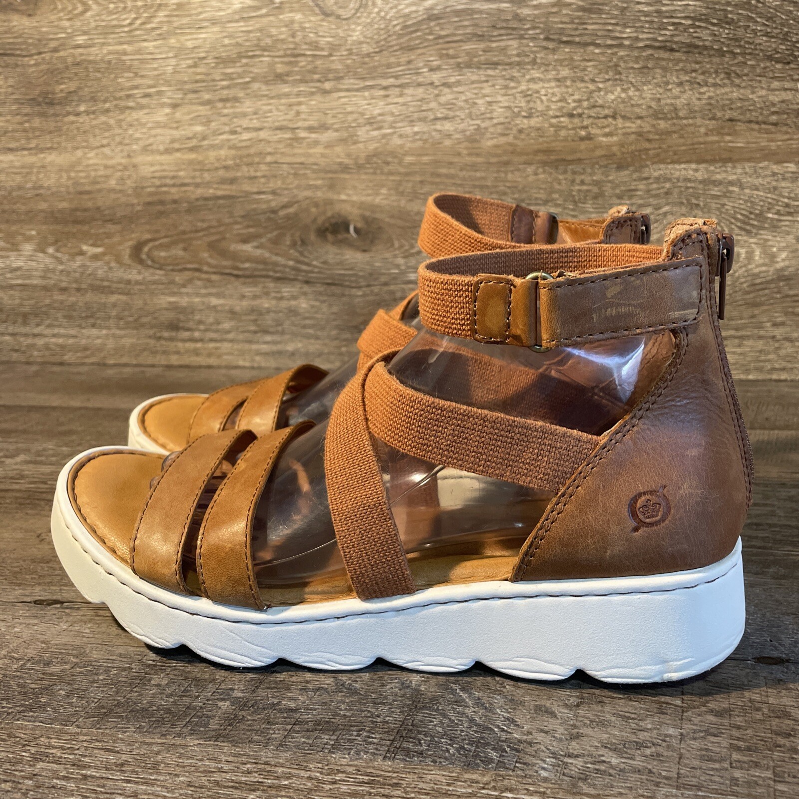 Born Calexico Strappy Tan Leather Platform Gladiator Sandal Shoe Womens Sz  10 | eBay