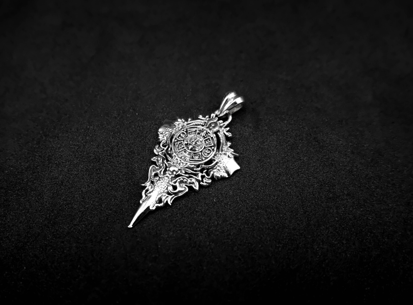 925 Sterling Silver Aztec Mayan Calendar Pendant Mexican Jewelry eBay