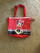 Disney Minnie Mouse Red Reusable Shopping Bag With Zipper.  15x4x13