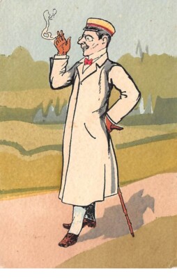 Illustrator - No. 70223 - Man with a cane and smoking - No. 1057