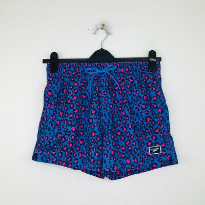Speedo Men's Small Swim Shorts Blue Pink Leopard Print Mesh Lined NWOT BW30 
