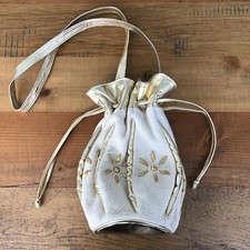 Vintage Cream And Gold Purse Bag