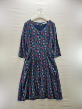 Seasalt Cornwall Midi Dress Size 12 Navy Floral Star Light Cotton Belt Pockets