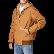 Carhartt Mens Sz 2XL Thermal Lined Duck Active Hooded Tan Work Jacket Coat J131