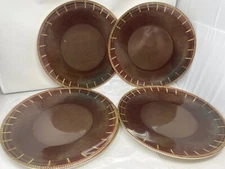 Precidio Melamine Charger Plates Brown Rattan Weave Print 14" Set of 6 Excellent