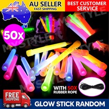 50 x 6 INCH MIXED GLOW STICKS W/LANYARD BULK PARTY RAVE LIGHT DISCO GLOW IN DARK
