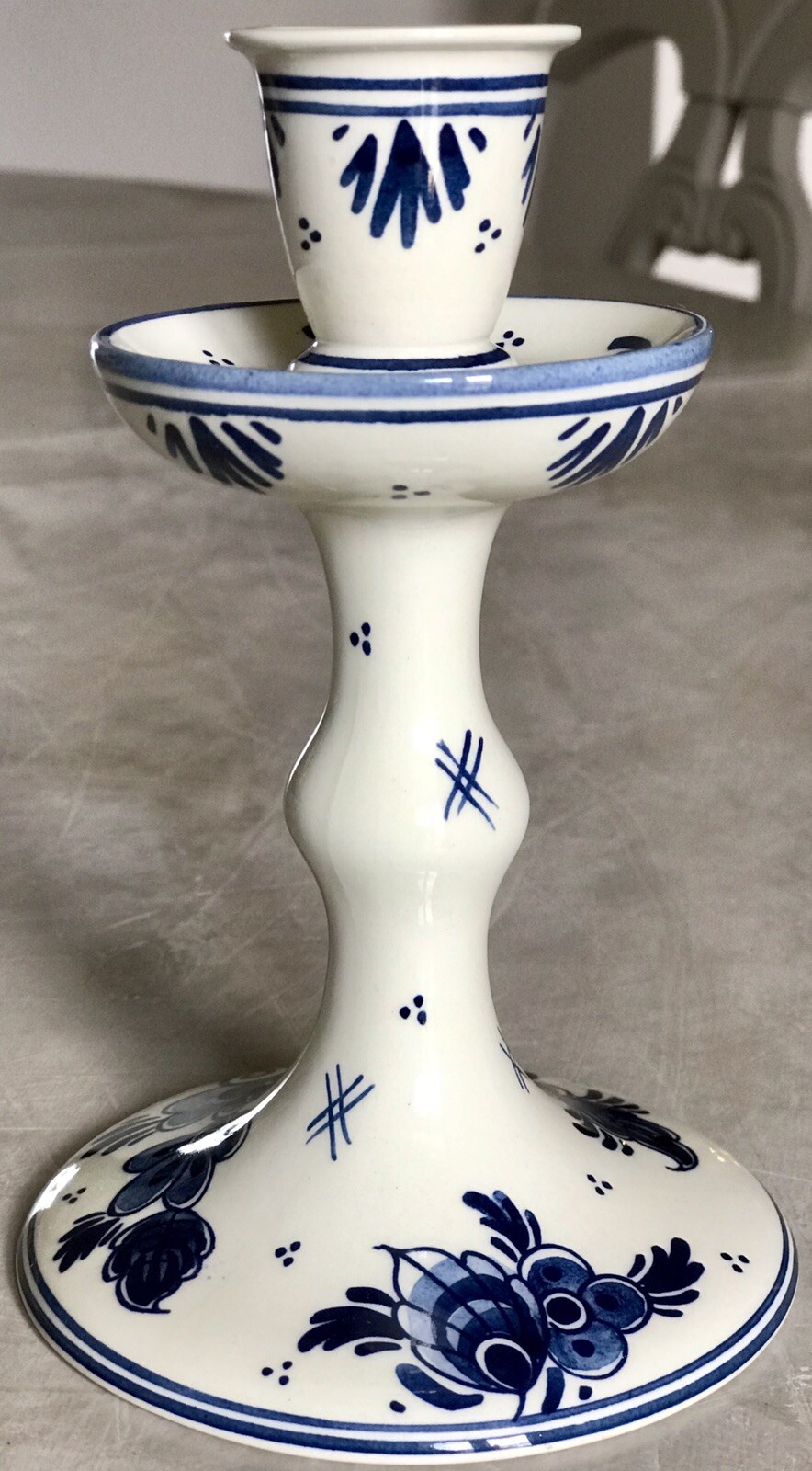 RARE Royal Goedewaagen Delfts Delft Blauw Blue White Floral Candle Stick Holder