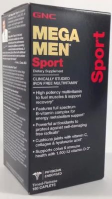 NEW GNC Men's Mega Men Sport Multivitamin, Timed Release 180 Caplets Vitamin D-3