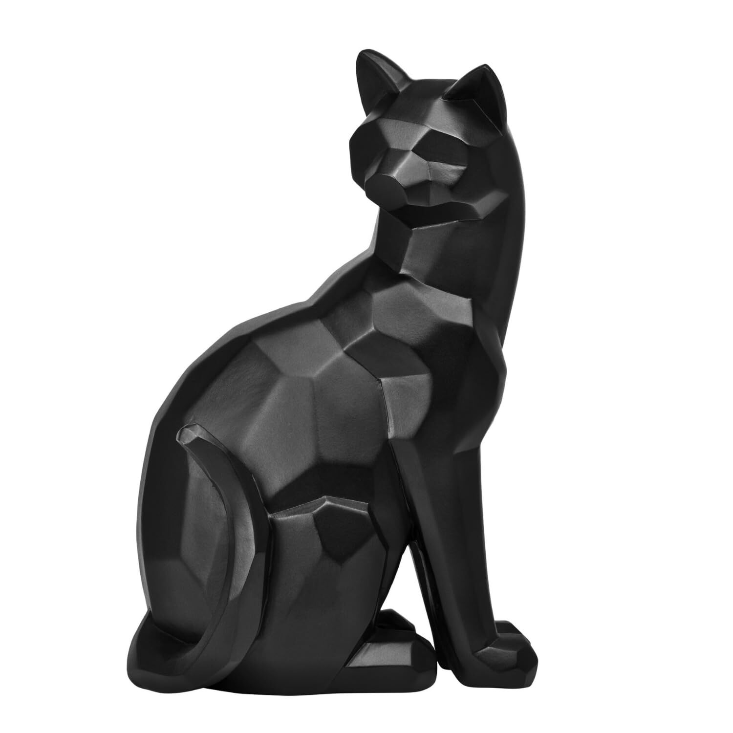 Geometric Black Cat Statue - Modern Angle Sitting Room Decor Figurine