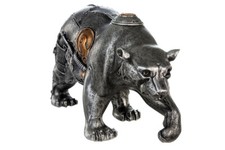 Steampunk Deko Figur Bär / Bear silber Statue aus Kunstharz Industrial Tiere