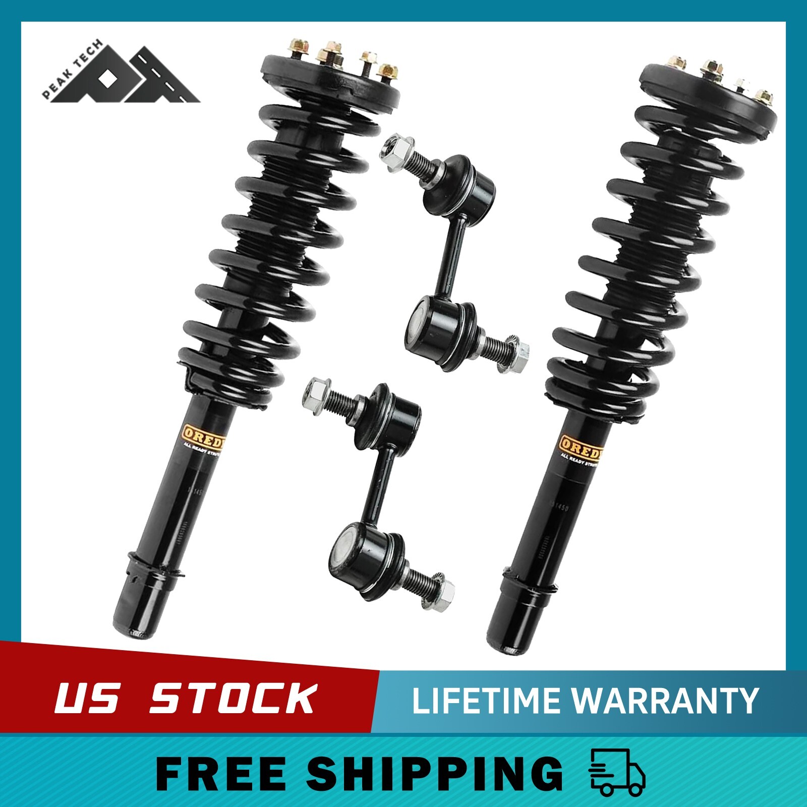 2+2 Front Struts & Sway Bar Links for Honda Accord 2003-2007 Except Hybrid Model