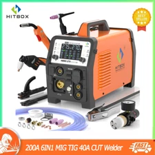 HITBOX 40A 6in1 Plasma Cutter w/200A Stick Spot Gas Gasless MIG/ HF TIG function