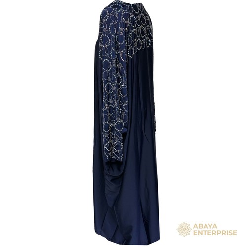 Blue Batwing Abaya Farasha Jalabiya Arab Long Dress - Picture 3 of 5
