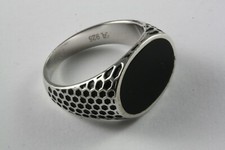 Bague pour Hommes Pierre Noire Chevalière Bague en Argent 925 Argent/640