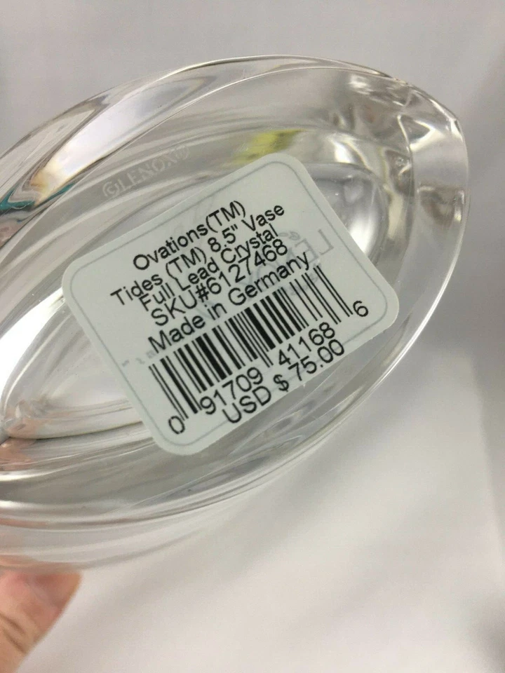 Lenox 全铅水晶花瓶 Ovations 潮汐 8.5 英寸开箱德国制造 — 第 2/4 张图片