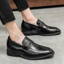 Fashion Men's Faux Leather Slip On Hidden Heel Business Formal Work Casual Shoes