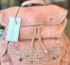 Viola Castellani  Leather Studded Distressed Large Backpack New Florence