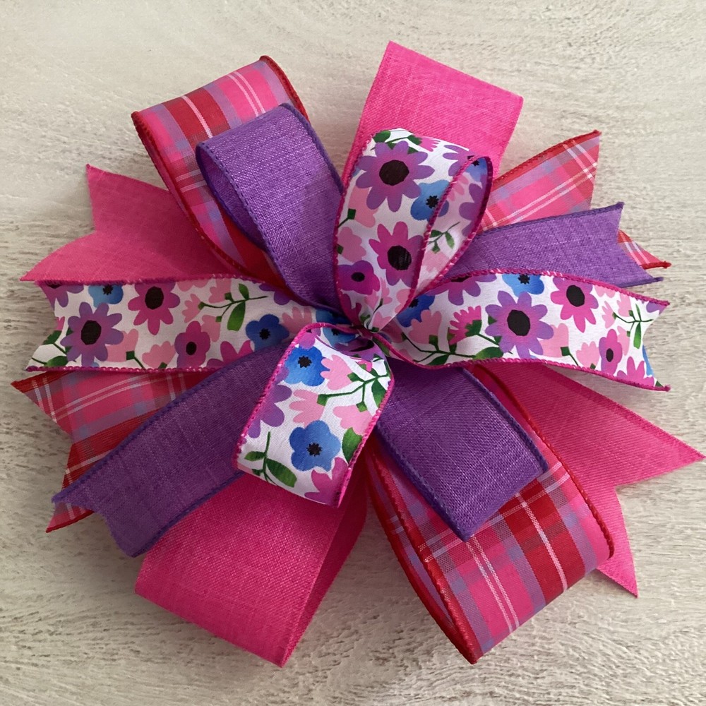Spring Wreath Bow, Wreath Bow, Lantern Bow, Pink & Purple Bow