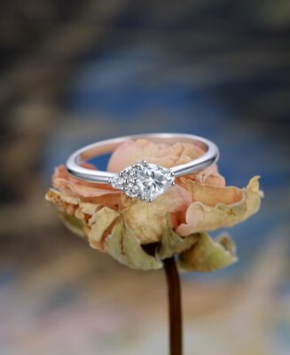 Trillion Cut Simulated Diamond Ring 14k White Gold Plated